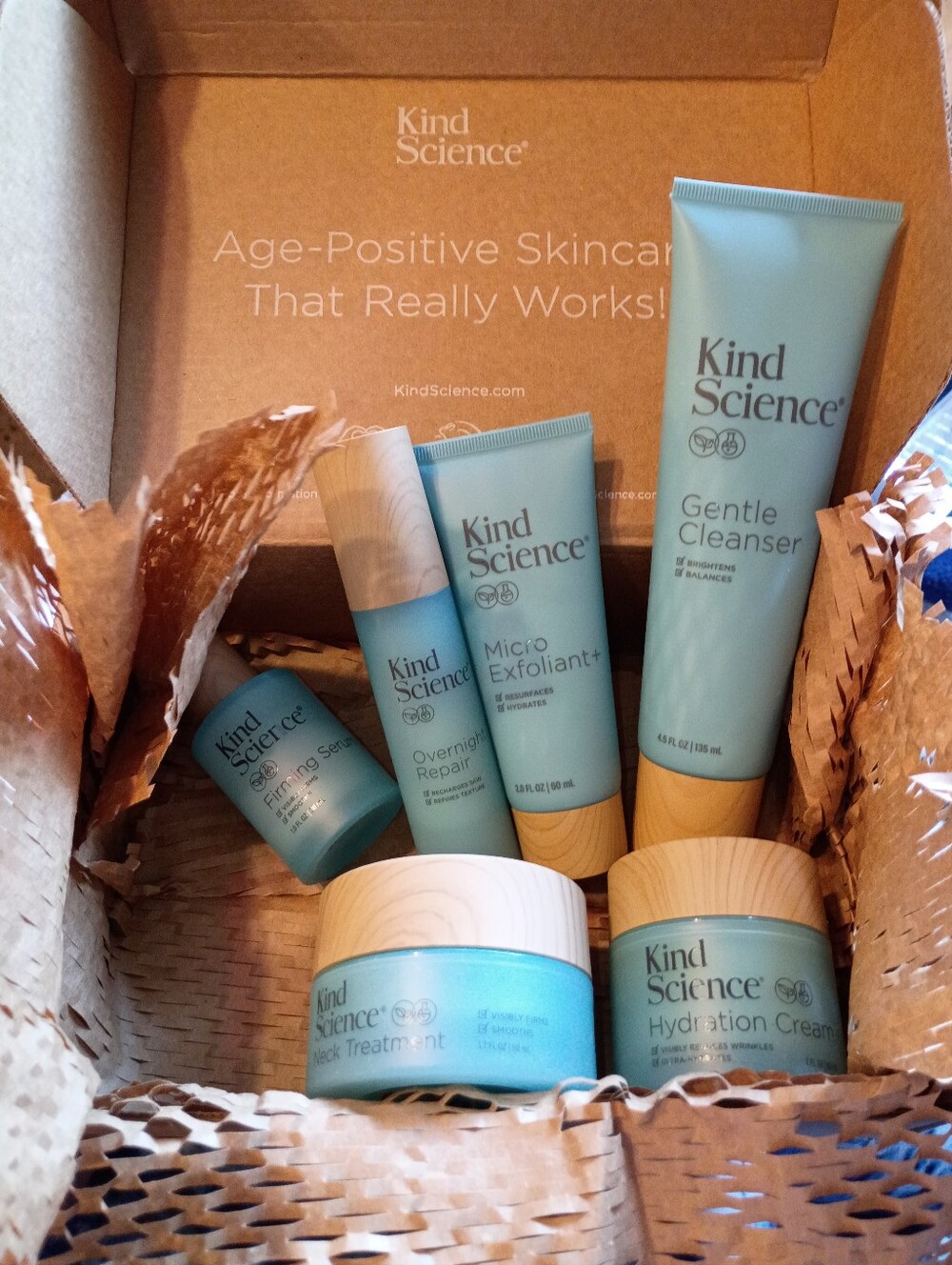 Kind Science 6-Piece Age-Positive Skincare Set - Full & Travel Sizes - NEW